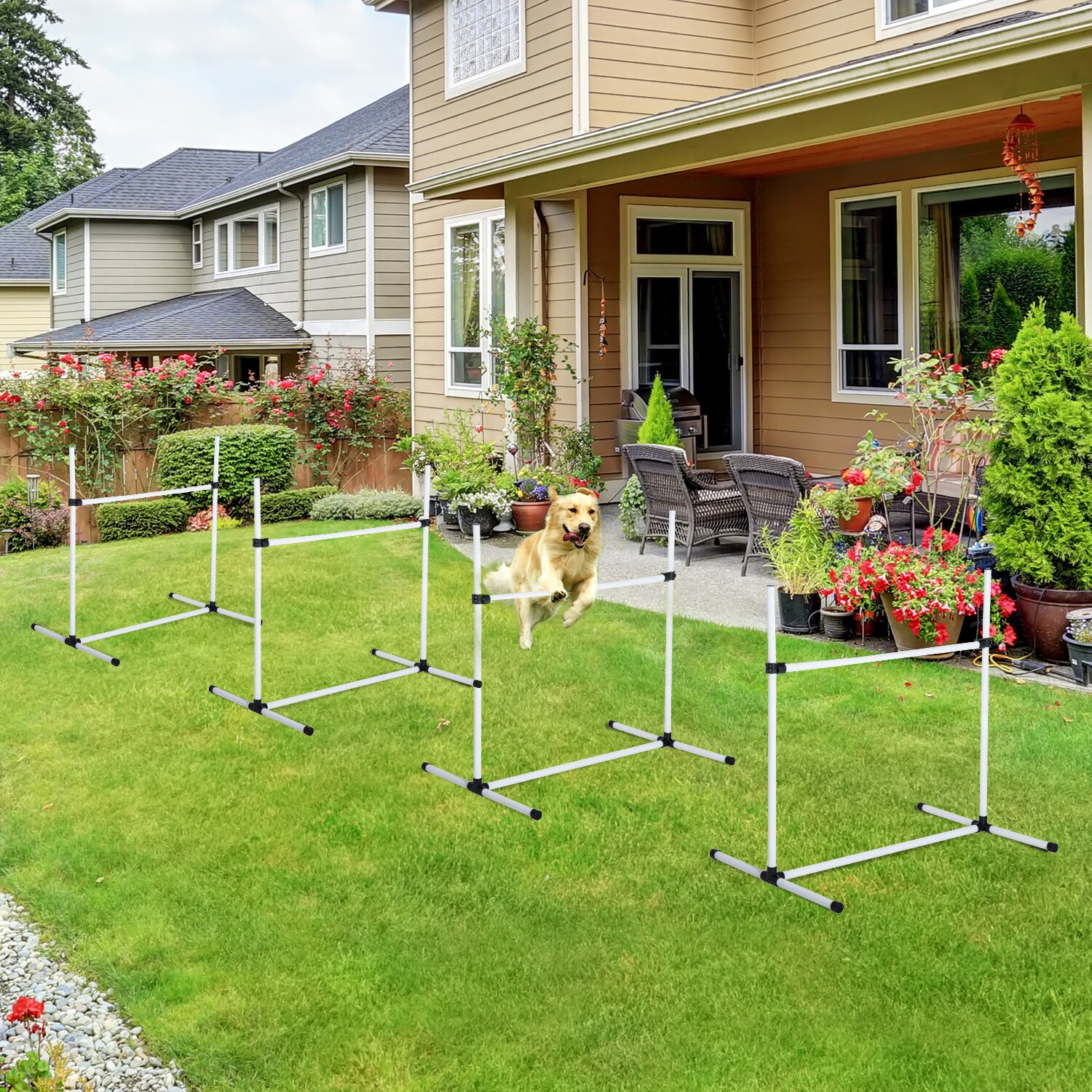 PawHut Agility Hürdenset als 4er Set weiß