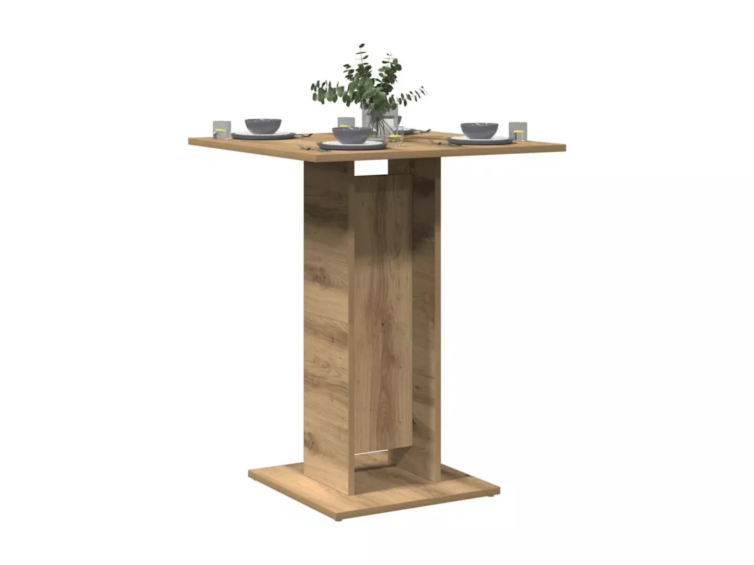 Table de bistro chêne artisanal 60x60x75 cm bois d'ingénierie