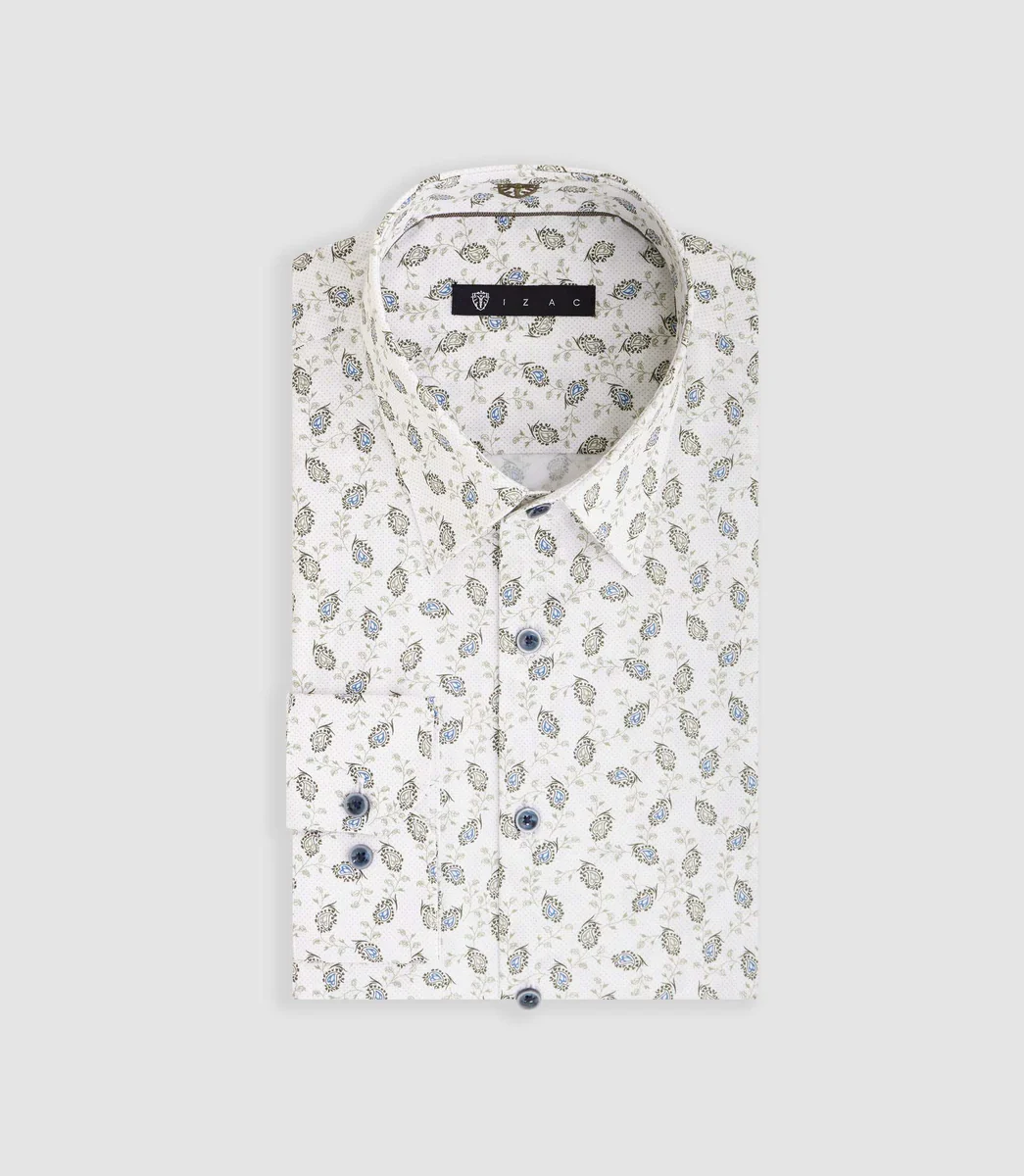 Chemise à imprimé floral kaki 