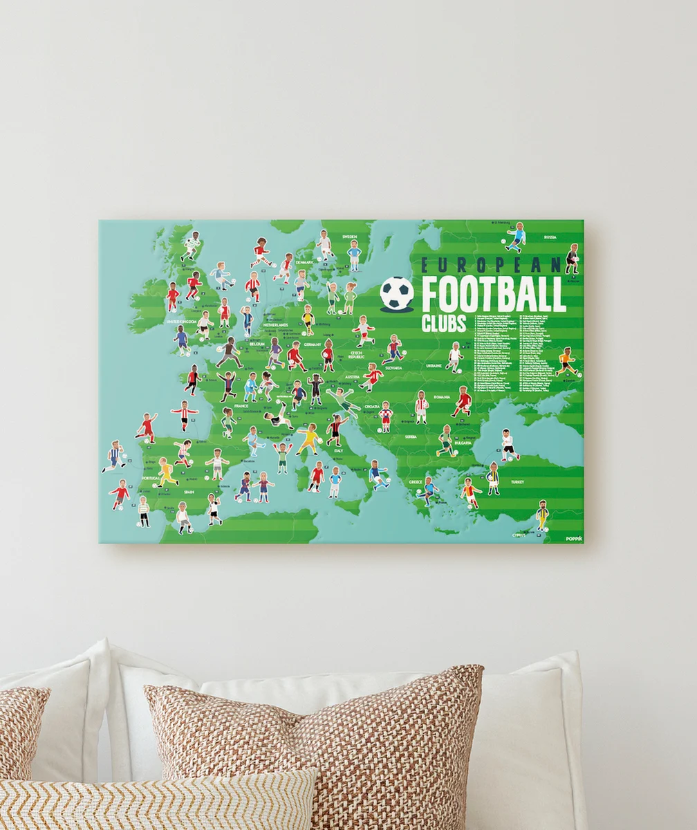 POPPIKPOSTER ÉDUCATIF AVEC 64 STICKERS UNIVERS FOOTBALL