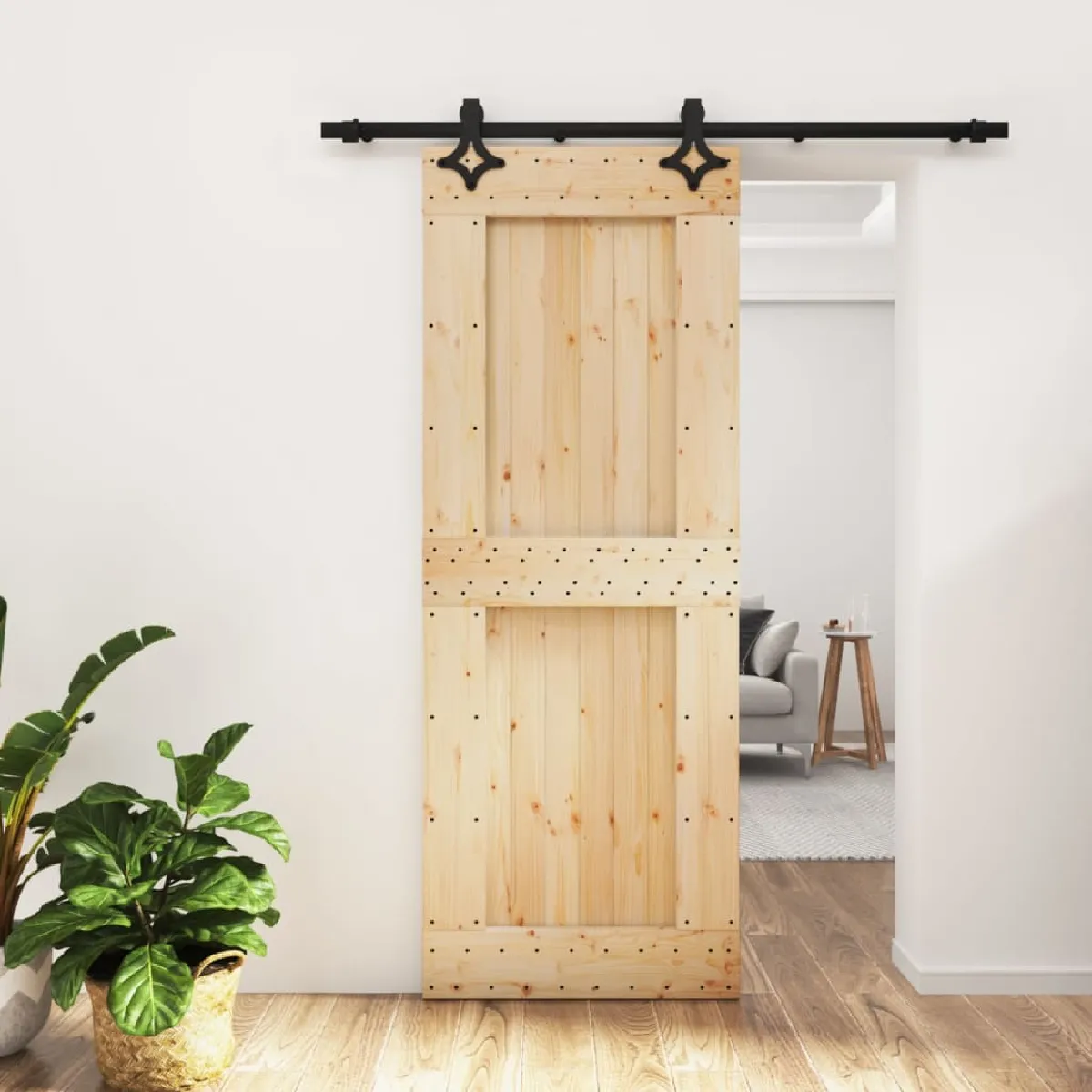 vidaXL Porte coulissante pin massif 80x210 cm