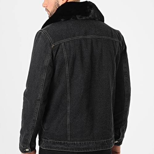 Veste Jean A Col Fourrure M2106 Noir