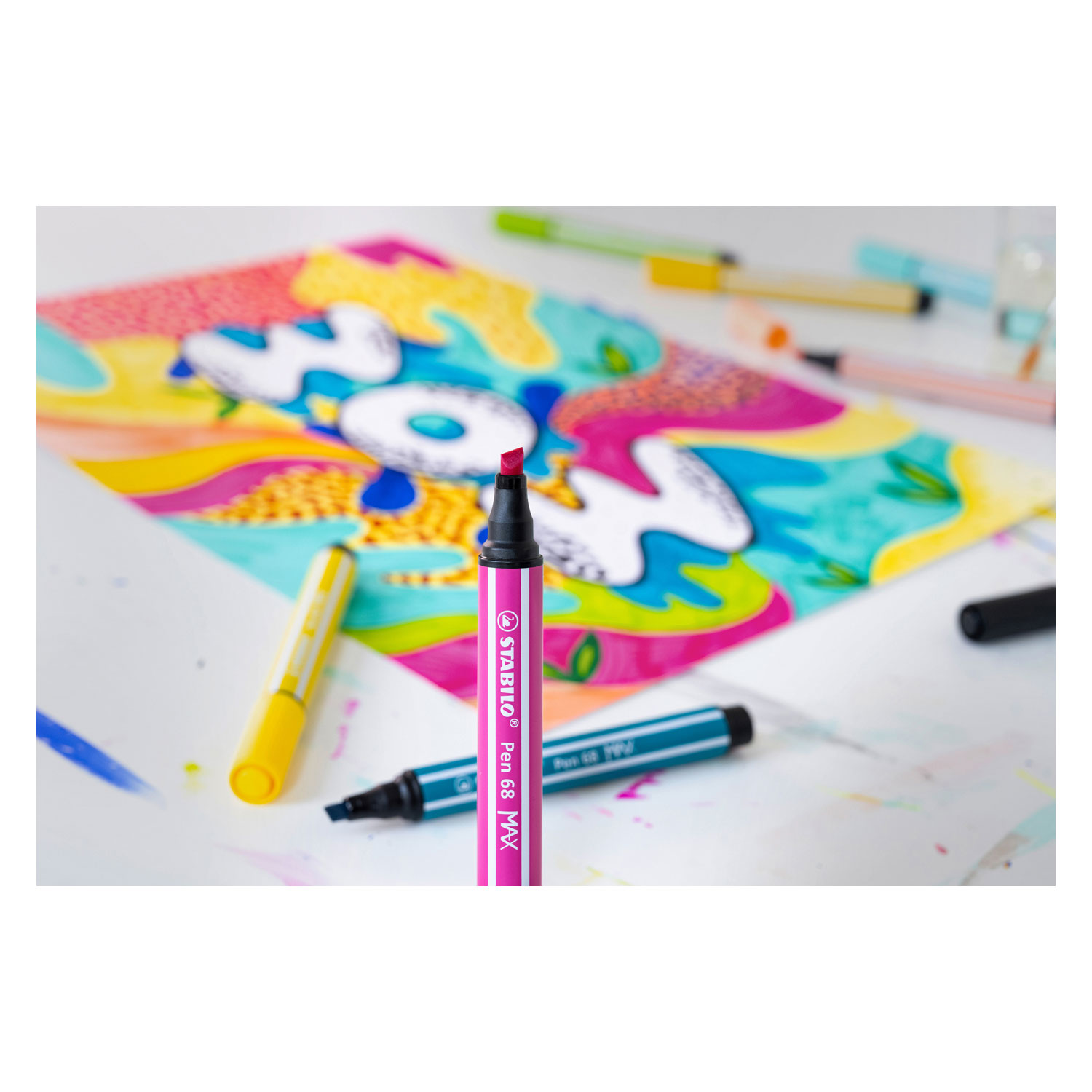 STABILO Pen 68 MAX ARTY - Viltstift Met Dikke Beitelpunt - Set 12 Stuks