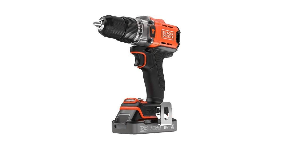 BLACK+DECKER18V 2.0Ah Schroefklopboormachine  (Zwart/oranje)