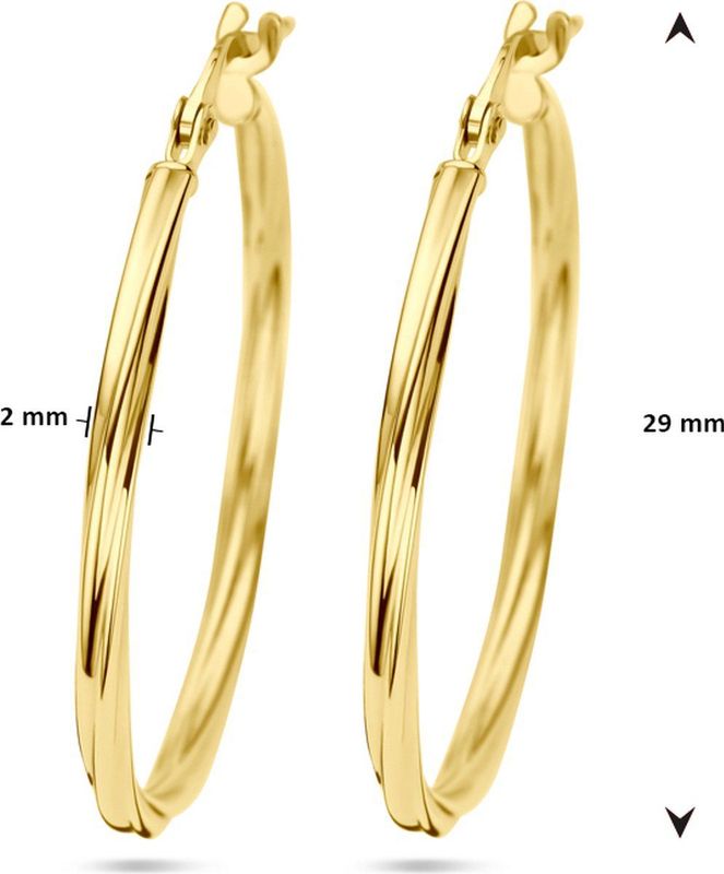14K Geelgoud - Oorringen - Gedraaide Buis - 2,0 mm