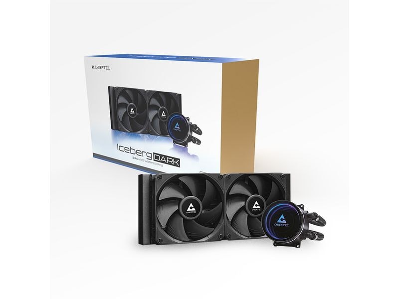 Chieftec Wasserkühlung Iceberg 240 DARK All-In-One CPU-Kühler mit Infinity-Mirror ARGB Kühlblock