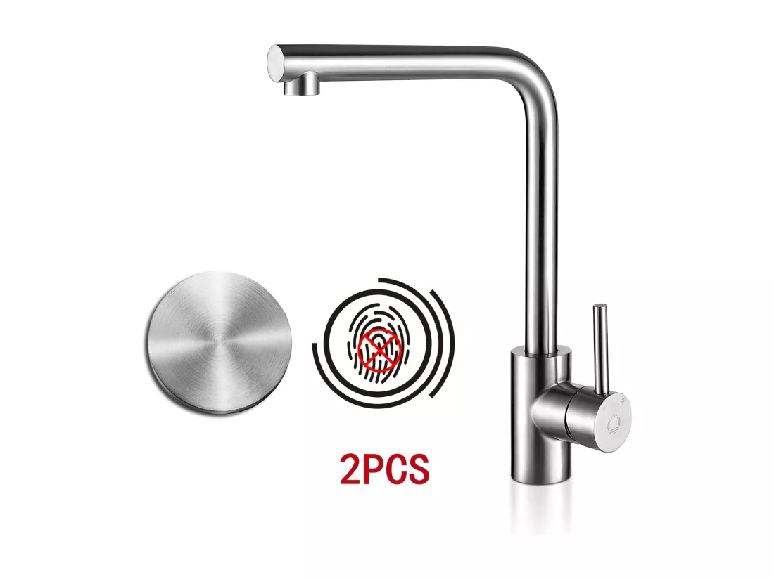 Cecipa max 2PCS Robinet de Cuisine Pivotant à 360° Mitigeur Evier avec Mousseur Démontable Robinet évier Eau Froide et Chaude Brossé,EU Modèle