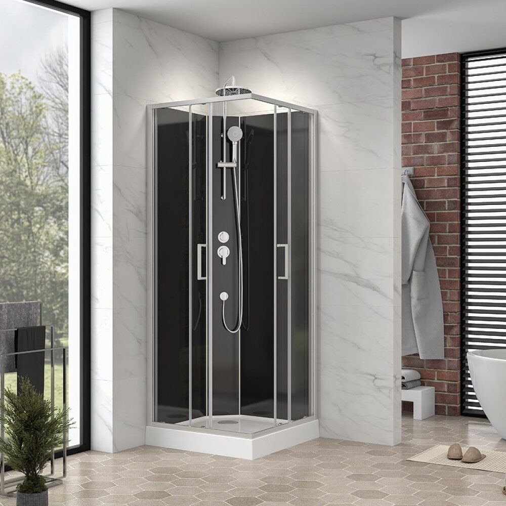 DUSJKABINETT CAMARGUE CIO SQUARE 80X80X220CM HVIT/SVART