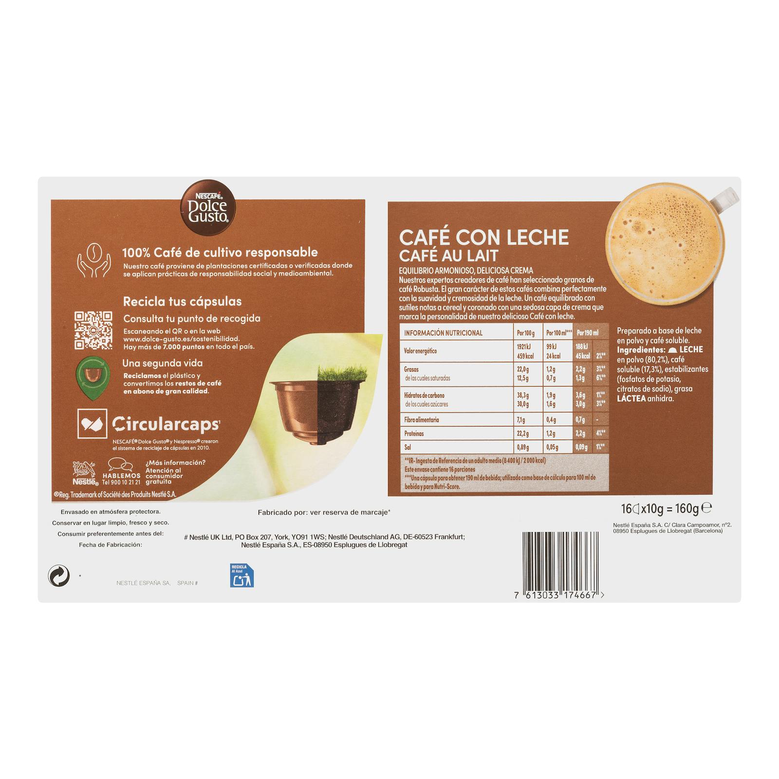 Capsules de café Dolce Gusto au lait