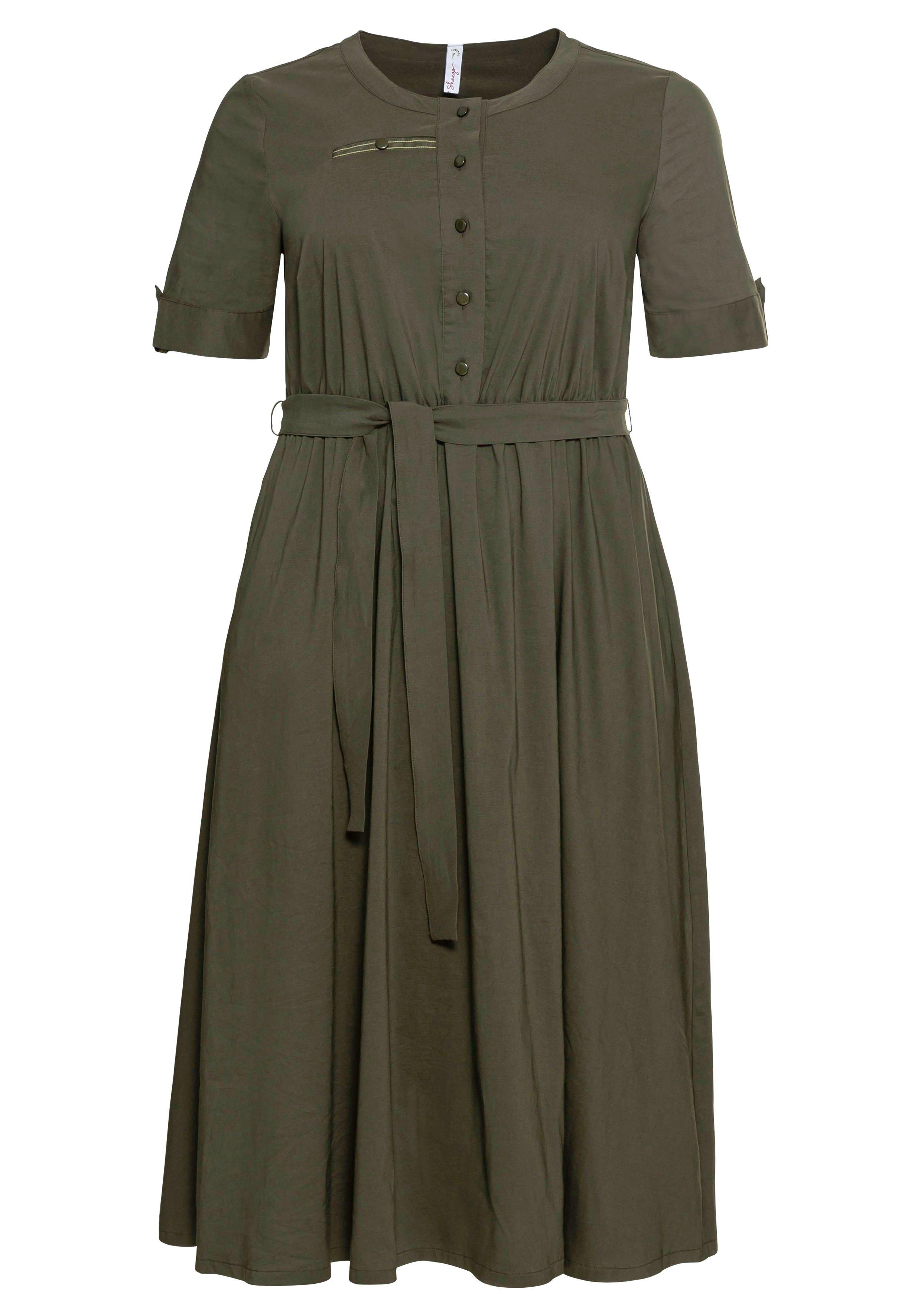 Kleid mit Knopfleiste und Bindegürtel