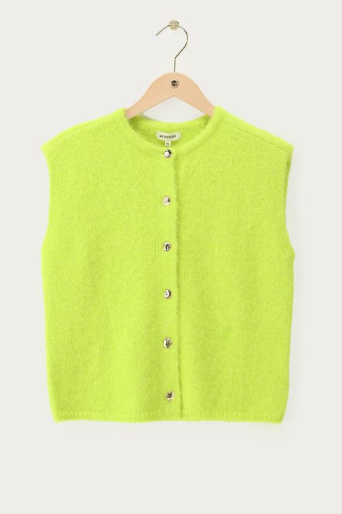 Limegroen gilet met fancy knopen