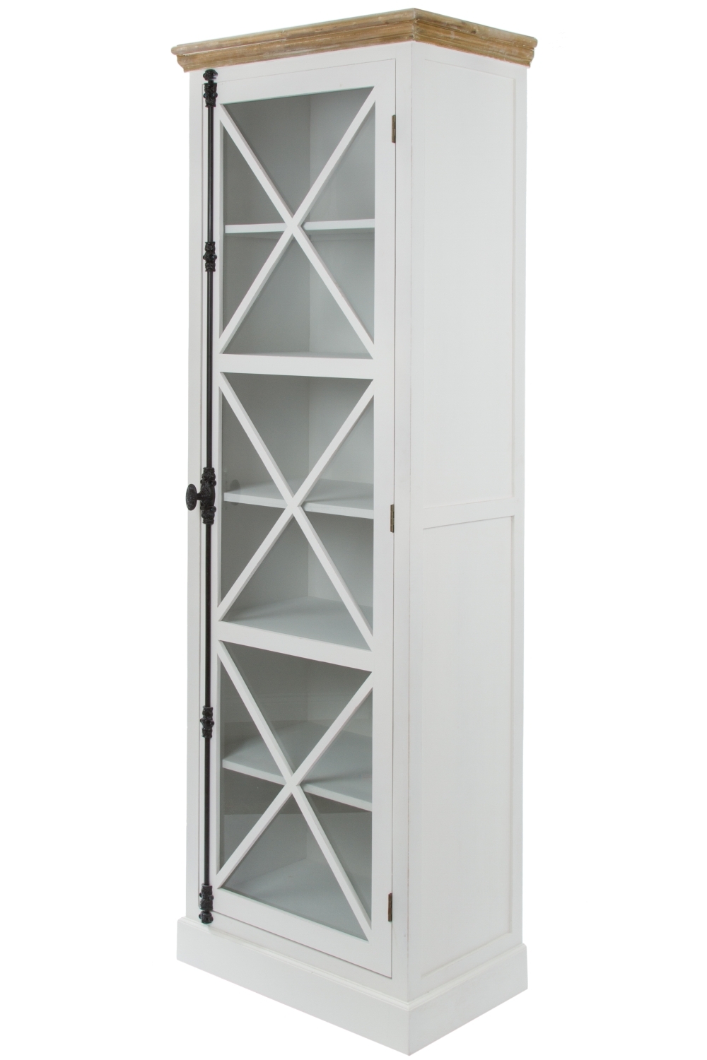 Vitrine FLORENCE - antik weiß - mit Glastür - 213 cm hoch