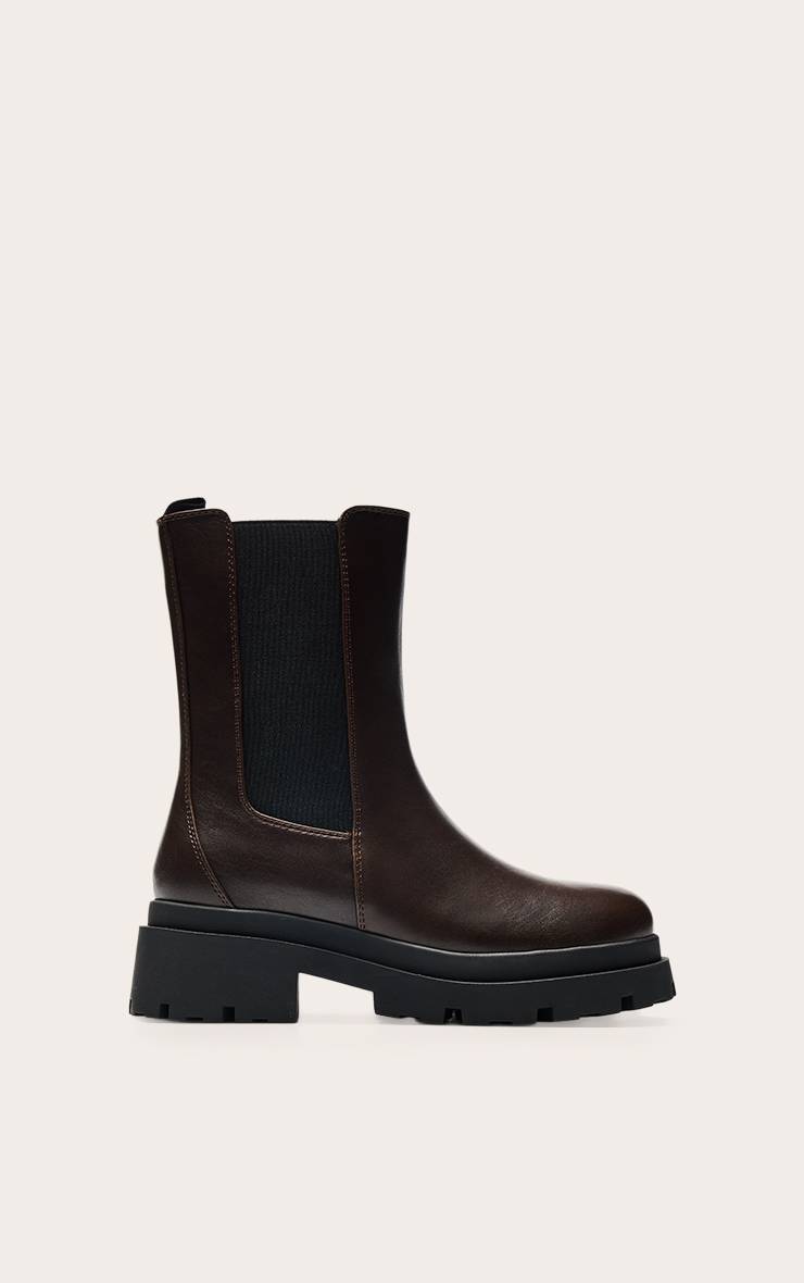 Chocolat Bottines Chelsea En Synthétiquecuir À Semelle Épaisse