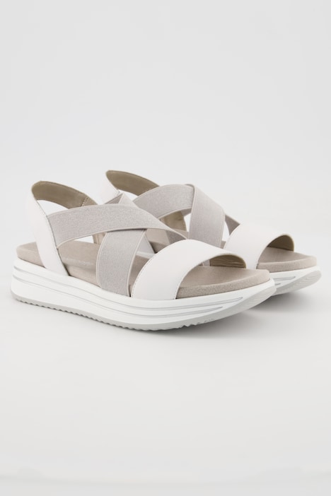Remonte Leder-Sandalen, Elastikriemen, Metallic-Look, Weite H