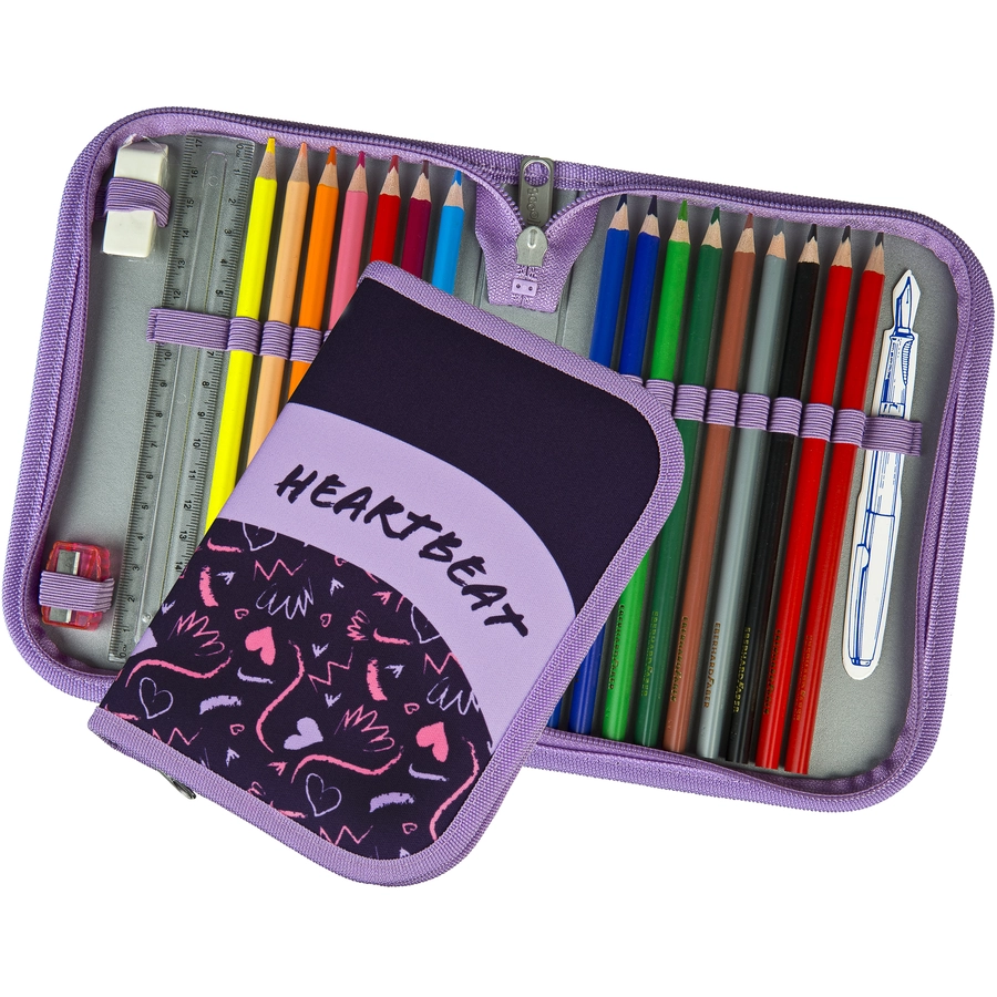 Scooli EasyFit Schulranzen-Set Glow-Edition Heartbeat