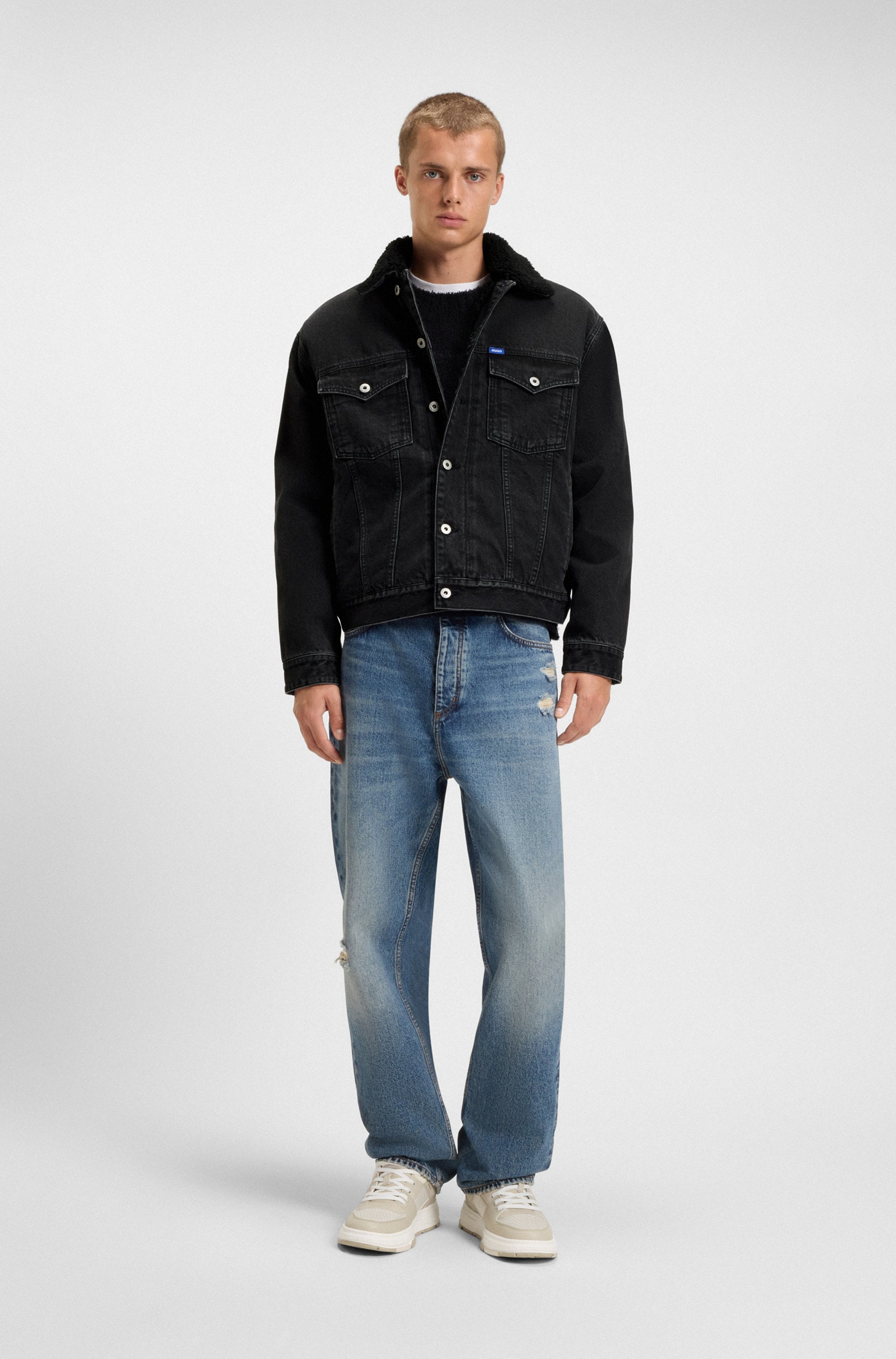 HUGO Blue Jeansjacke »Dex« warm gefüttert, regular fit, stone washed