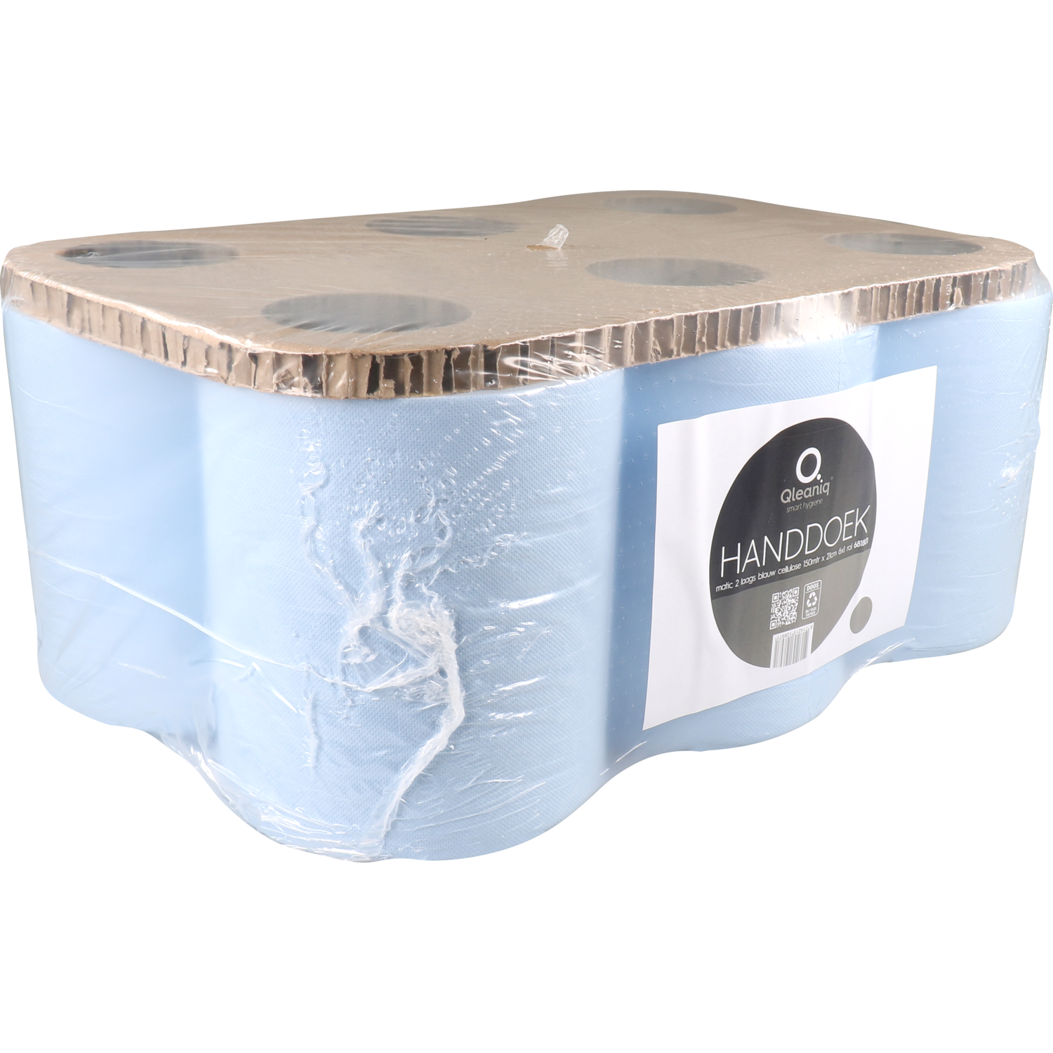 Qleaniq® Handdoek, 2-laags, papier, 21cm, blauw