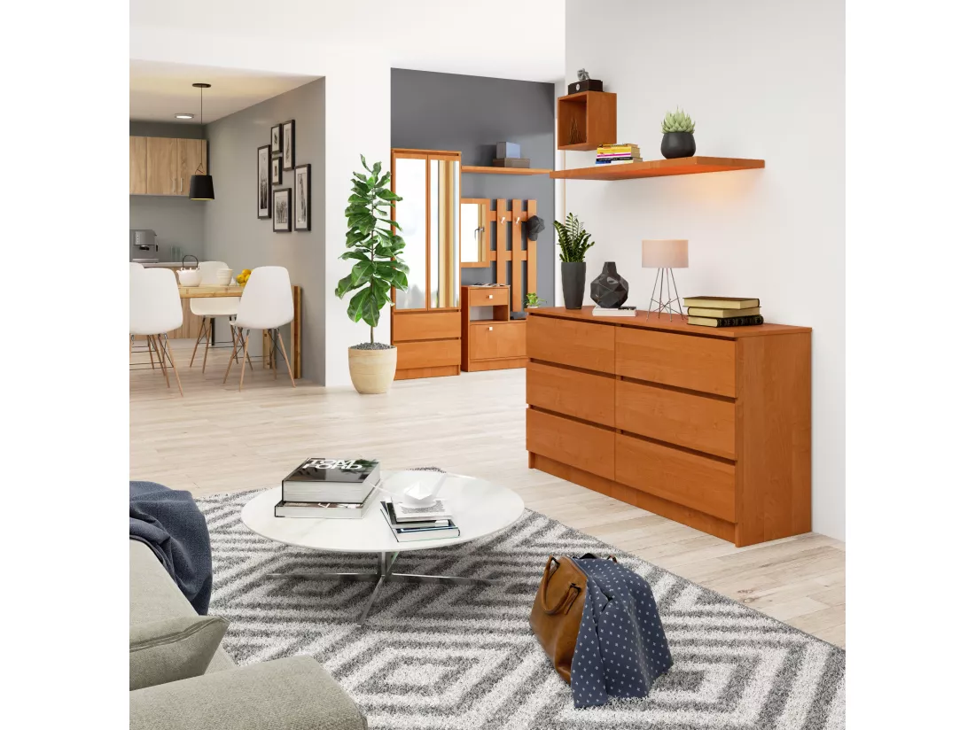 Commode AKORD K140 Aulne 138 cm 6 tiroirs façade Aulne 138x40x77 cm