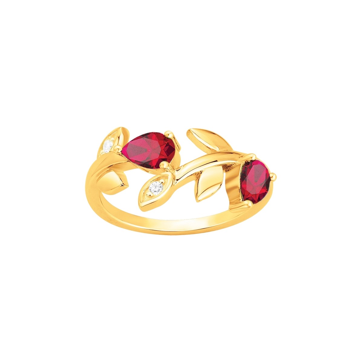Bague en Plaqué Or avec spinelle rouge rubis