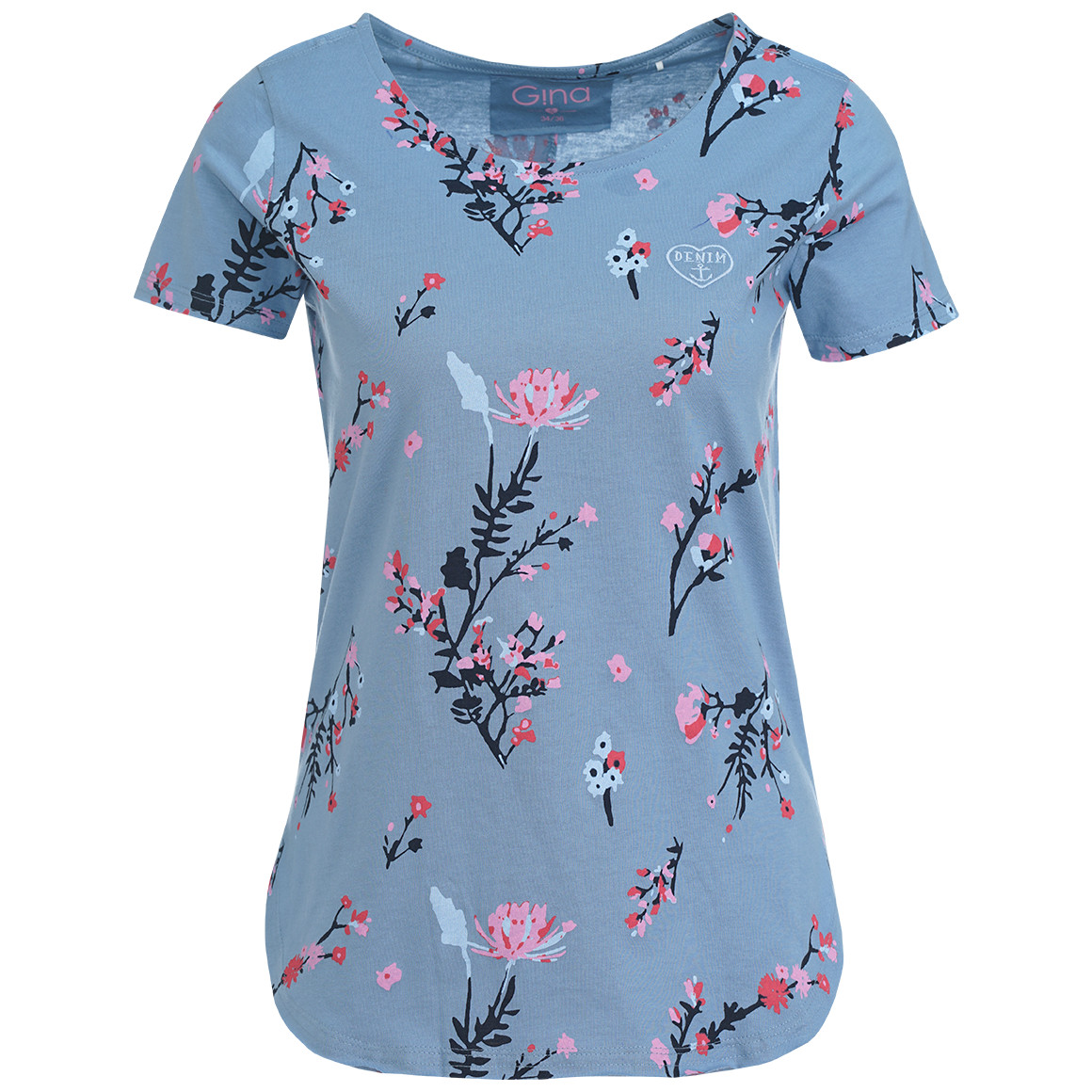 Gina Damen T-Shirt mit Blumen-Allover blau / schwarz / rosa