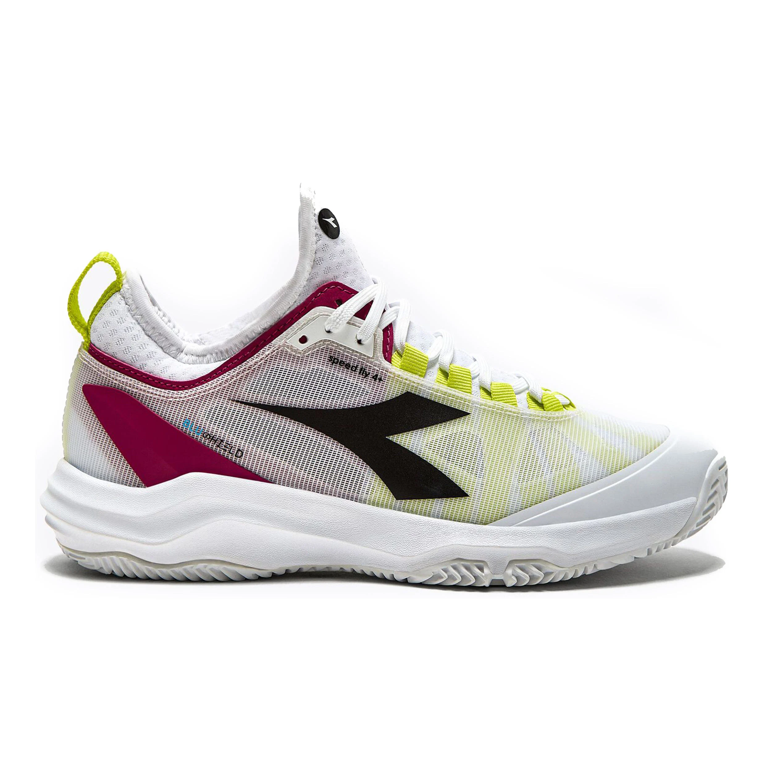 Diadora Speed Blushield Fly 4+ Chaussure Terre Battue Femmes - Blanc , Jaunes Fluo