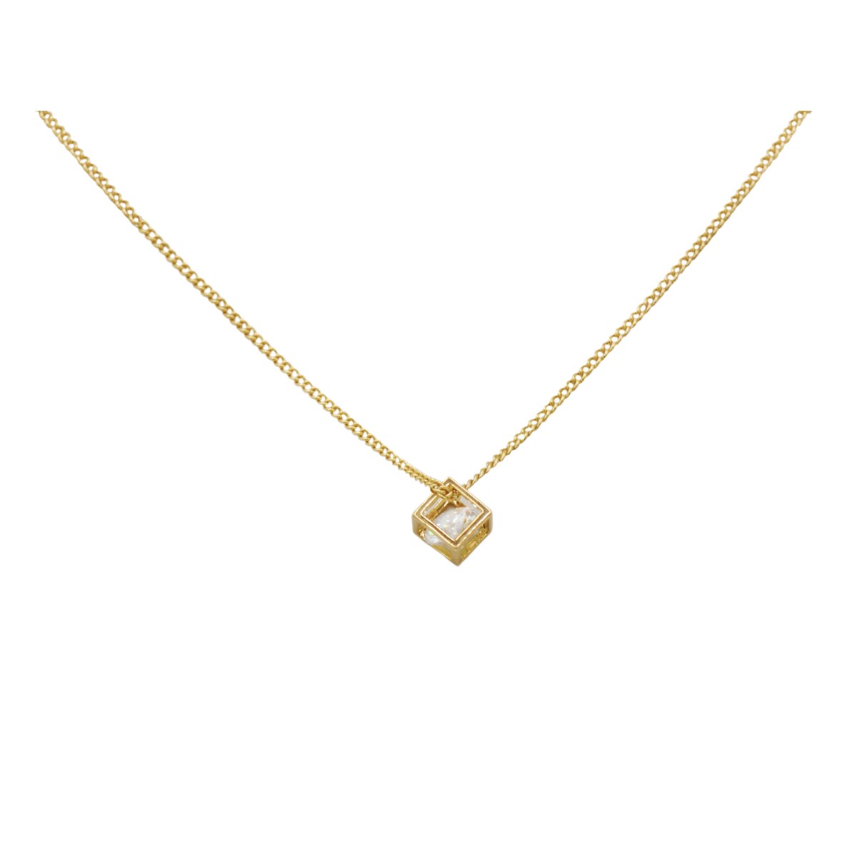 Collier délicat minimaliste pendentif cube zirconium
