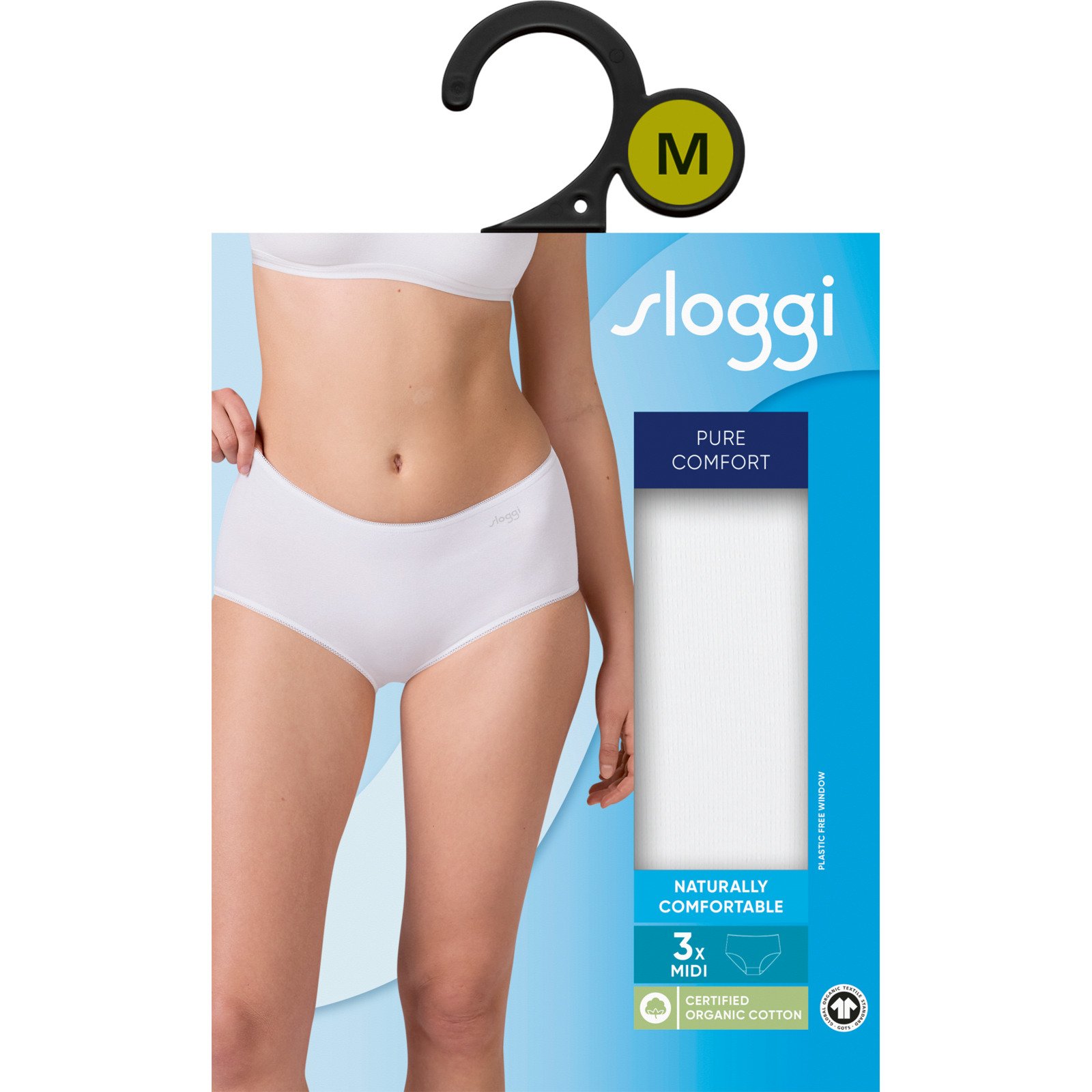 Sloggi Damen-Slip 3er Pack Pure Comfort Midi S, weiss