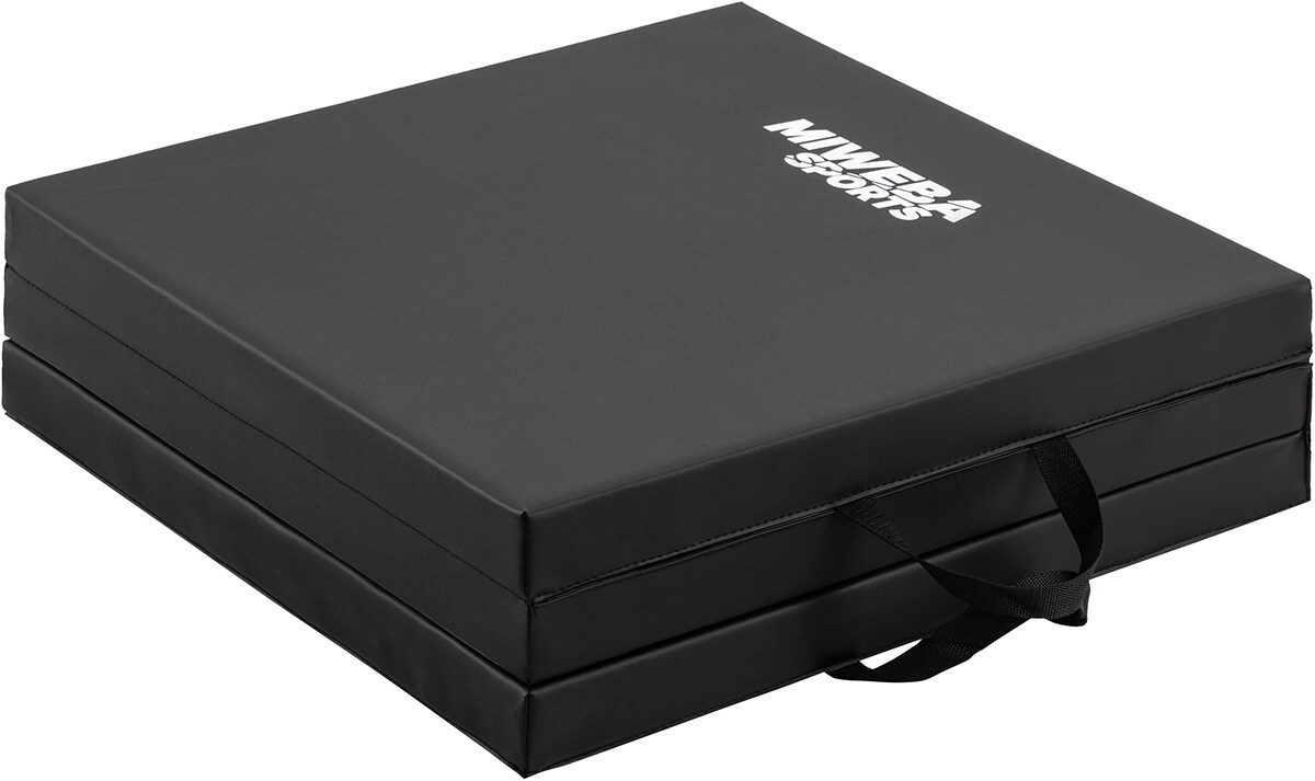 Miweba Sports Gymnastikmatte GM100, faltbar, rutschfest, Turnmatte für zuhause, Tragegriffe, PVC (Schwarz)