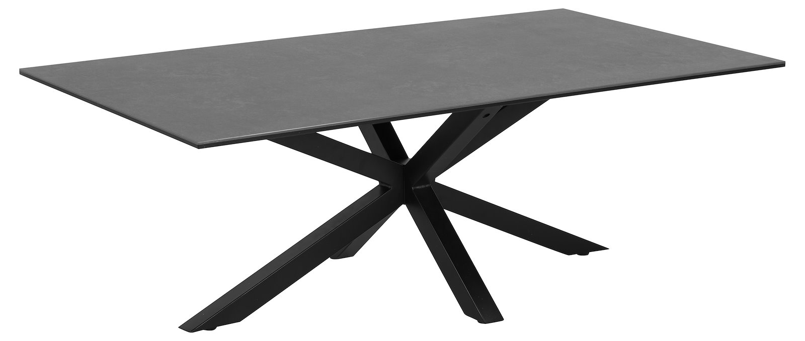 Heaven sofabord Røff sort keramisk topp med 4-stjerners sort metallunderstell. 130x70x46cm