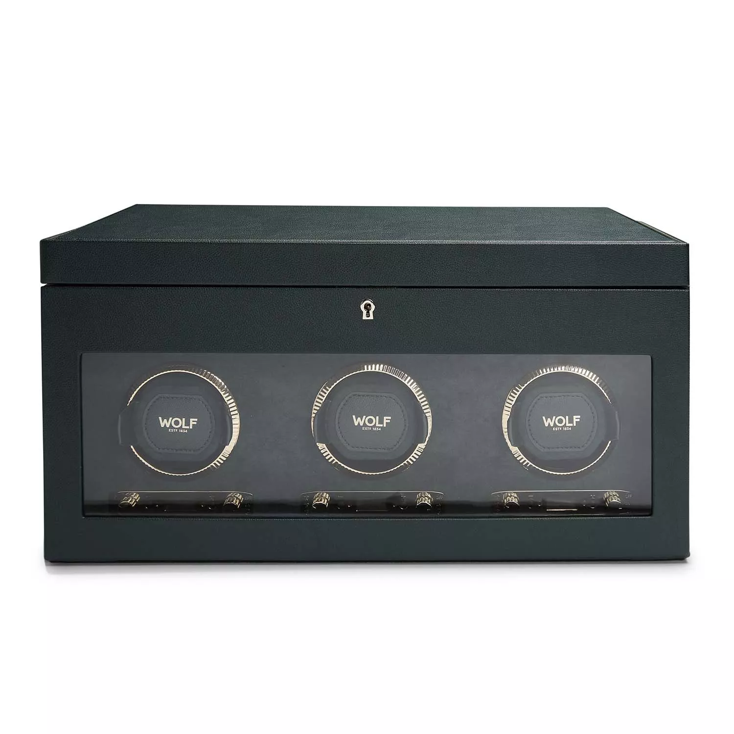 Wolf British Racing Green Watch Winder 3 ure Grøn Imiteret Læder 792341