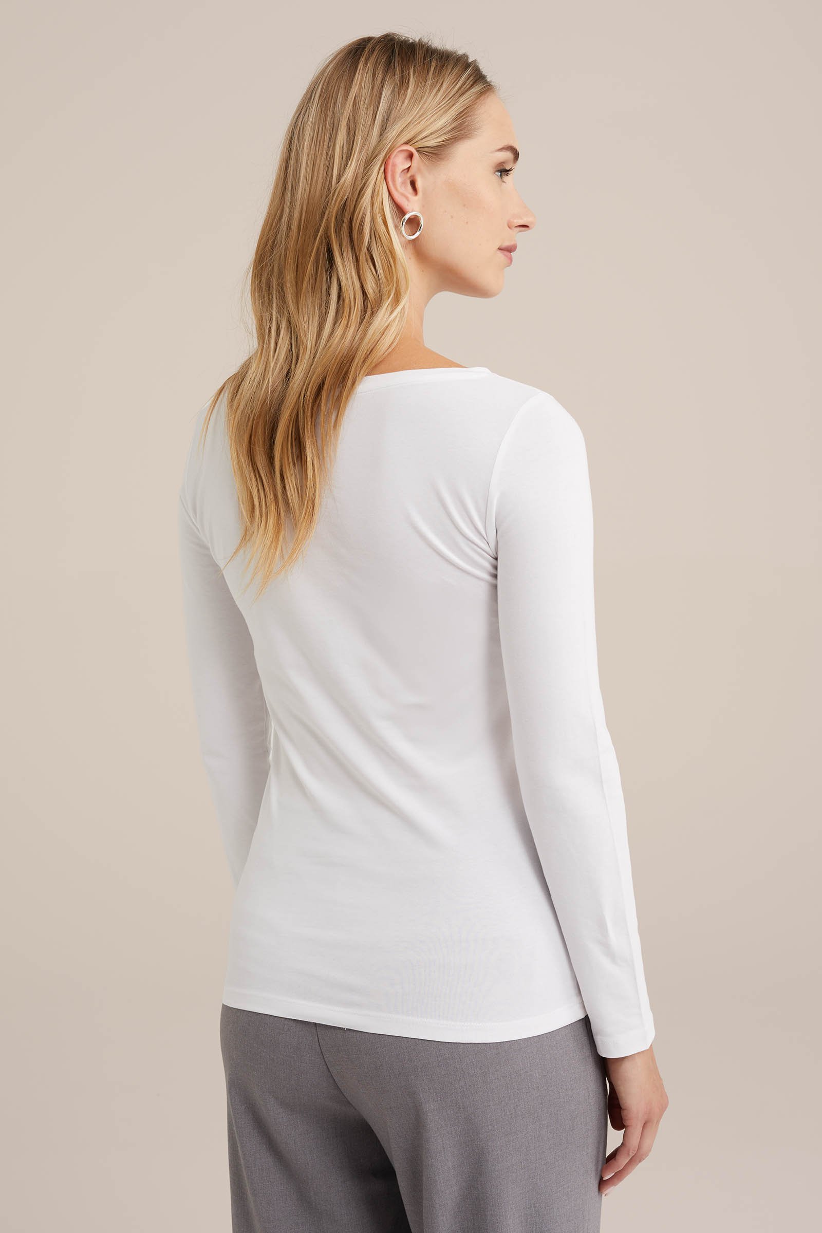 T-shirt van katoenmix WE Fashion Wit