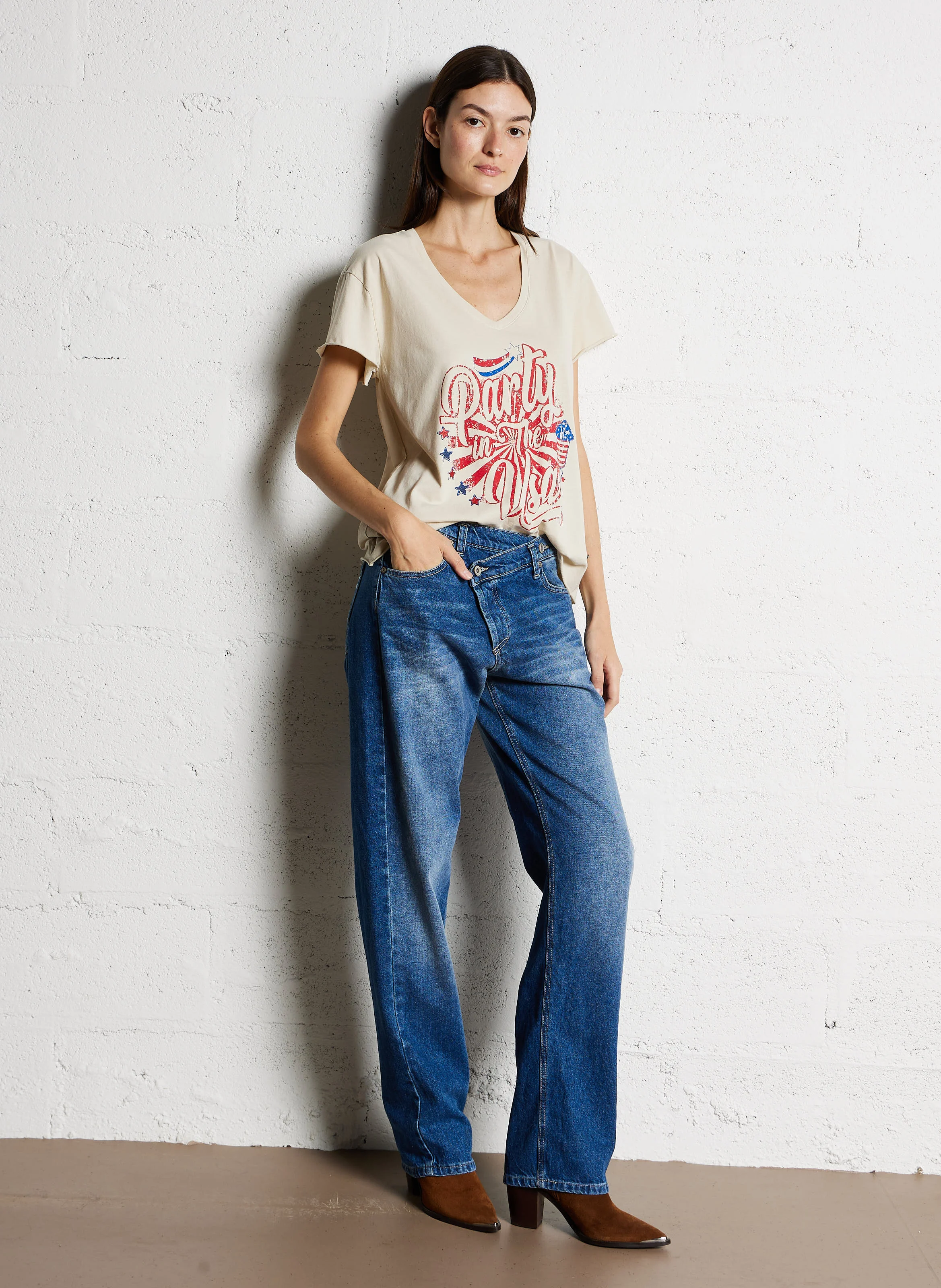Jean droit en coton | Bleu