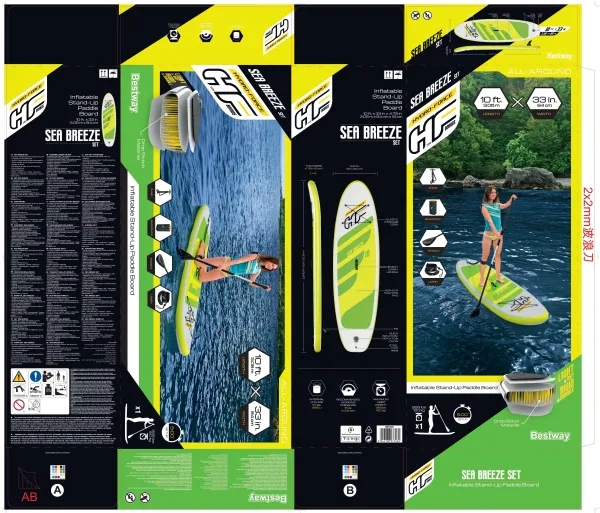 Bestway 65340, Stående padelboard (SUP), 120 kg, Fuld farveboks, ATTENTION!NO PROTECTION AGAINST DROWNING! SWIMMERS ONLY!, 3050 mm, 10,4 kg