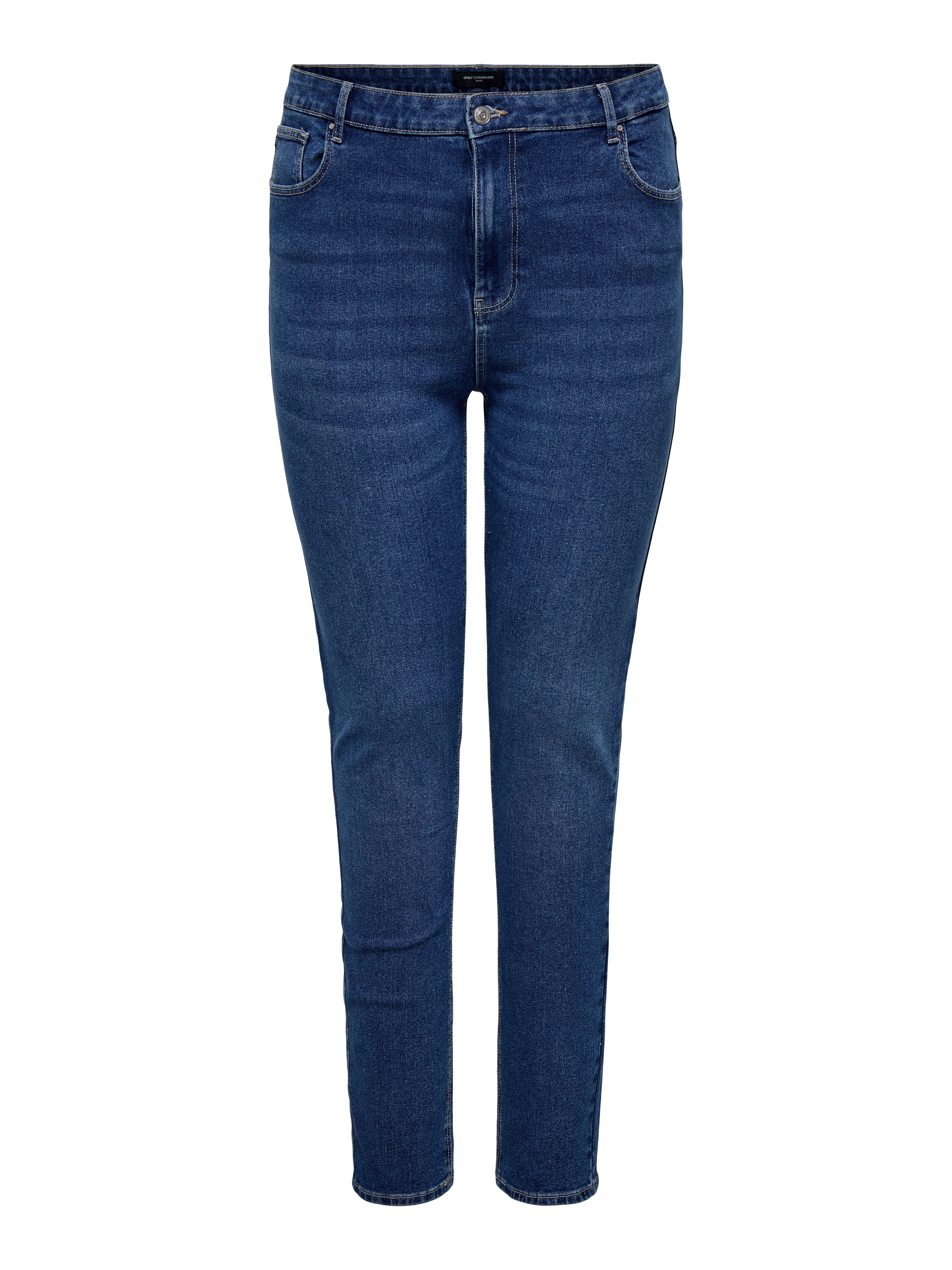 CARLUNA Hohe Taille Skinny Fit Jeans Dark Medium Blue Denim