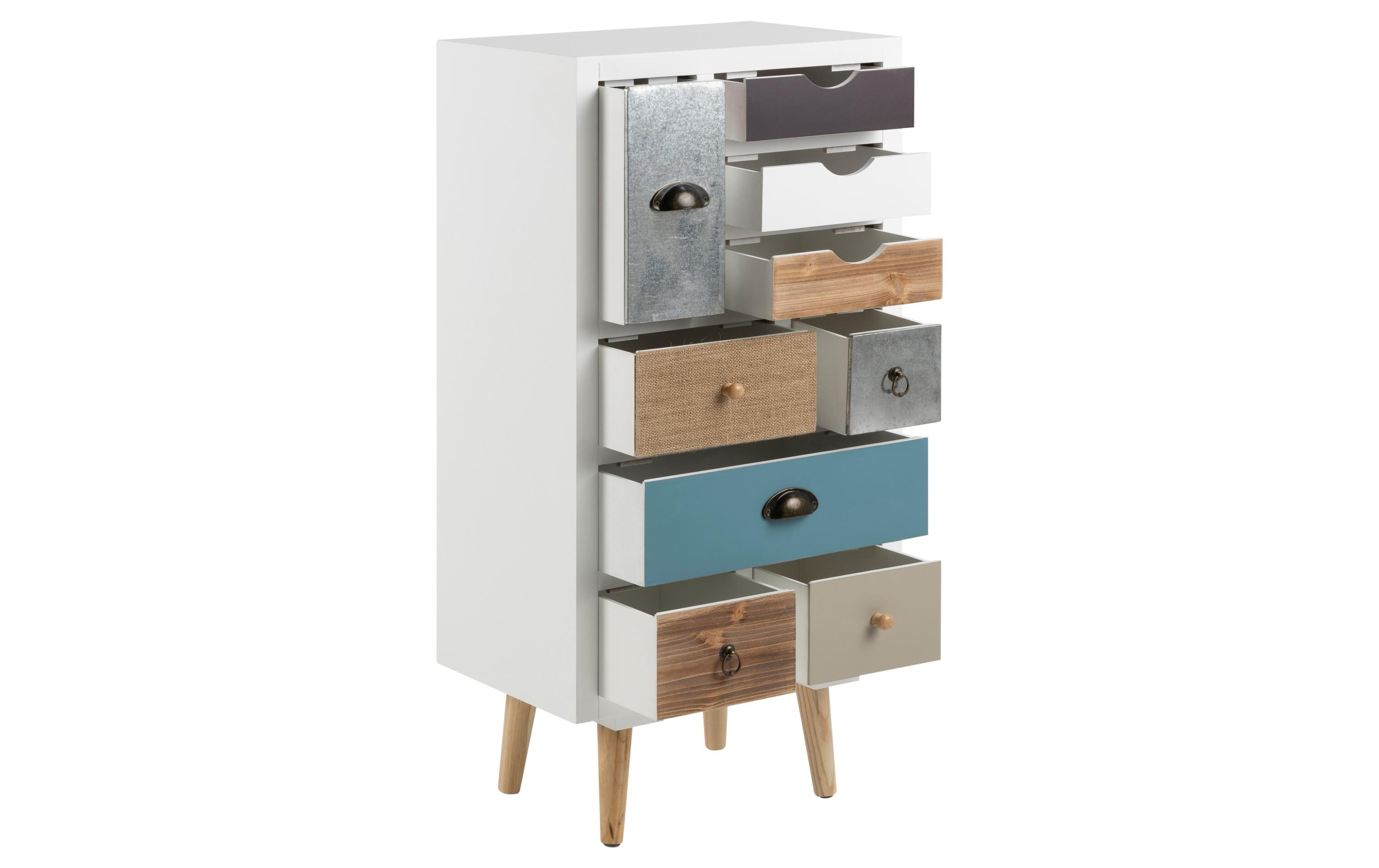 Kommode Thais 48 cm x 98 cm, Mehrfarbig/Weiss<br>Kasten