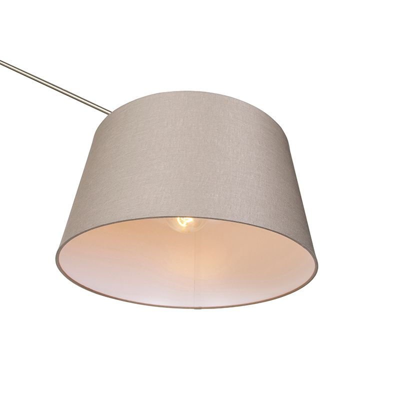 Moderne vloerlamp staal met kap taupe 45 cm - Editor