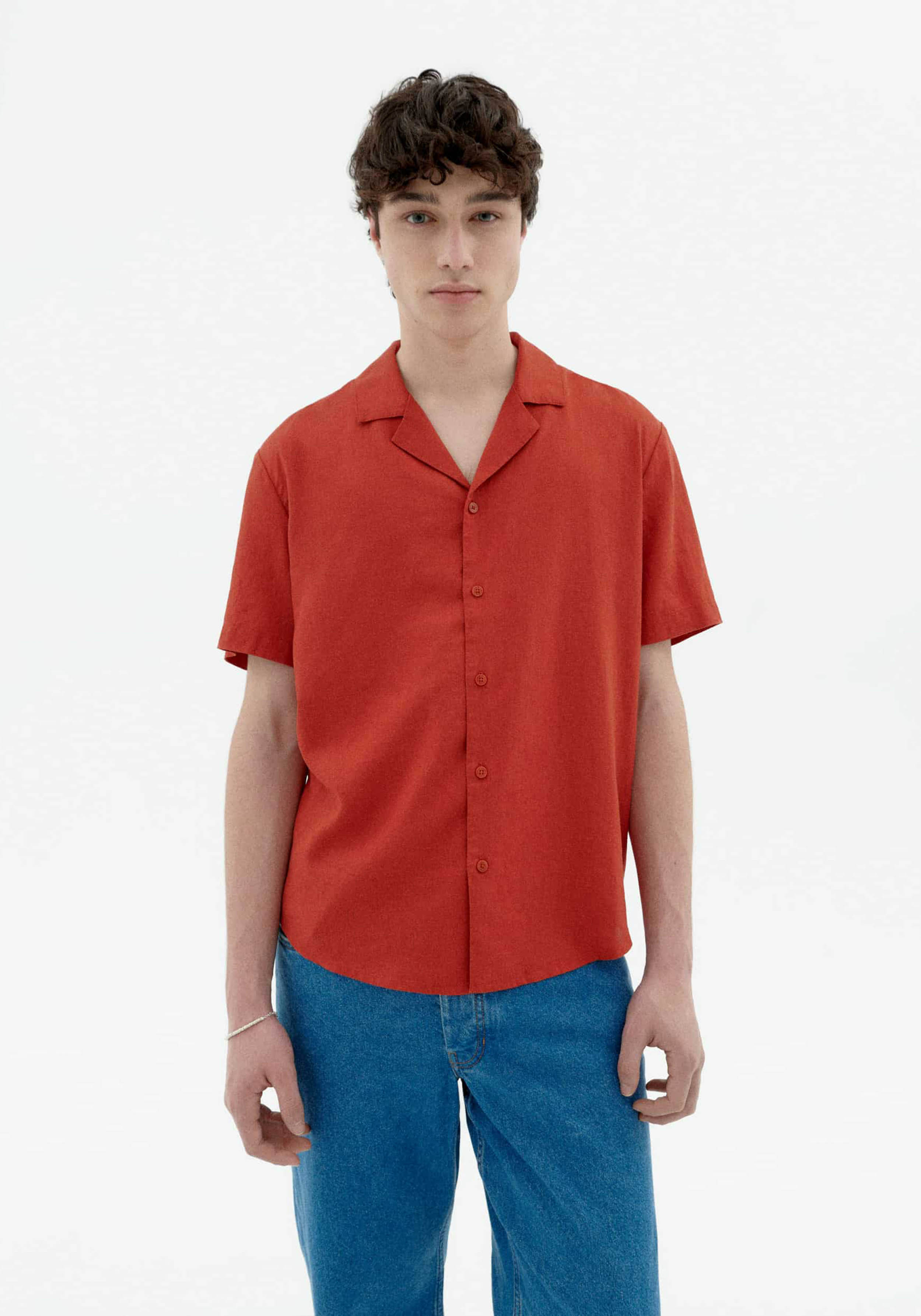 Thinking Mu Kurzarmhemd Jules Hemp Red Orange