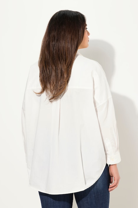 Bluse, Zierfalte, Oversized, Hemdkragen, Langarm