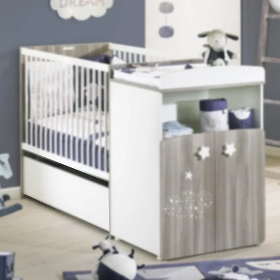 Hugo tiroir de lit combiné évolutif   Blanc        60 x 120 cm   de               Sauthon Baby's Sweet Home