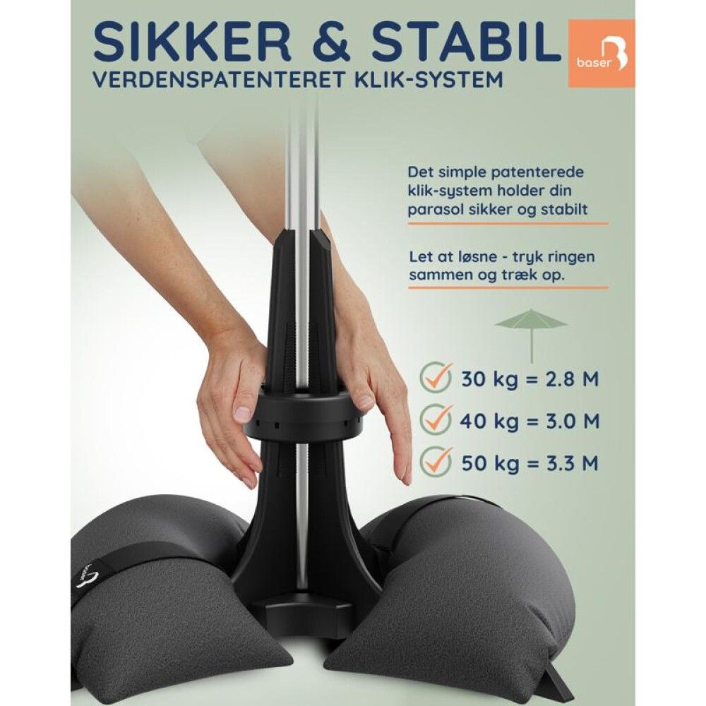 PARASOLLFOT BASER 40 KG MØRKEGRÅ
