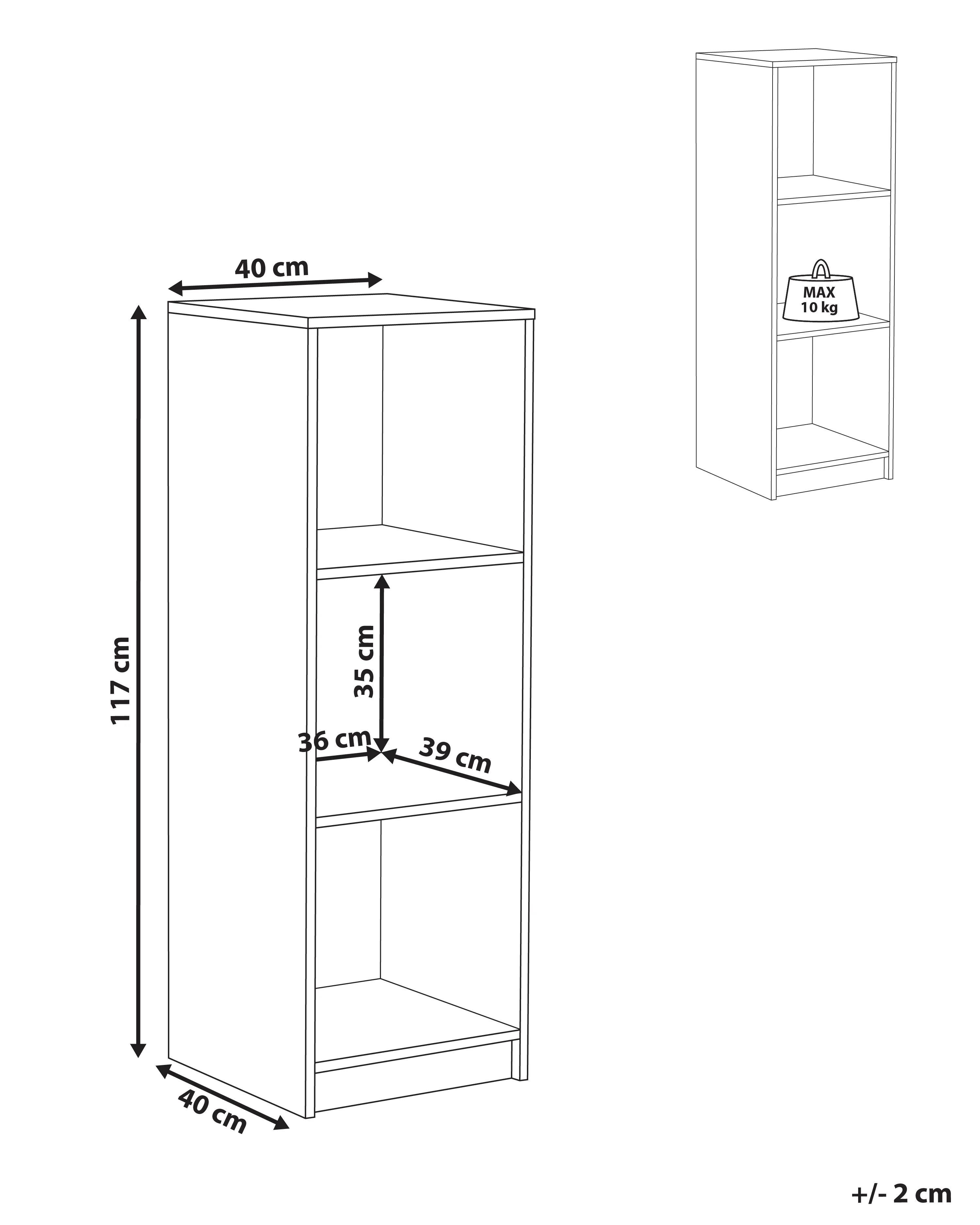 Boekenkast met 3 planken ZEHNA 117 cm Wit