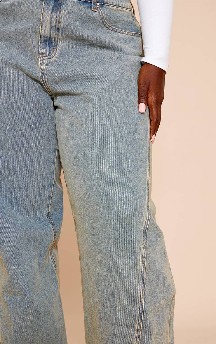 Délavage Vintage Jean Large Décontracté Avec Détails De Coutures - Grande Taille
