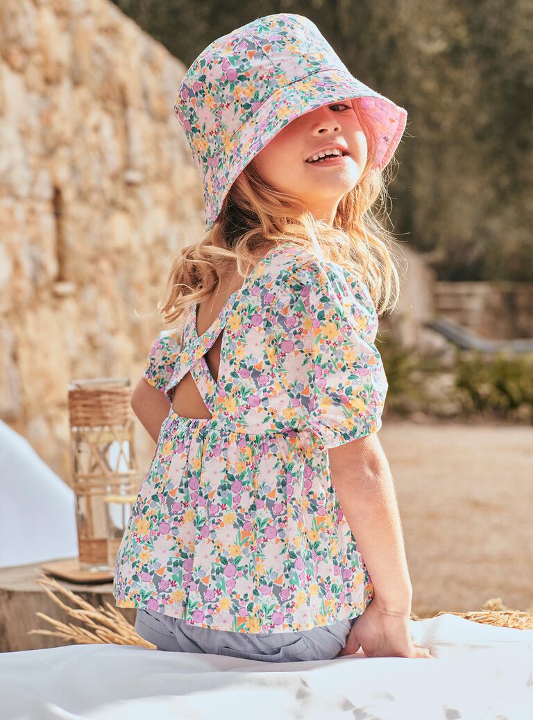 Blouse écrue à imprimé fleuri