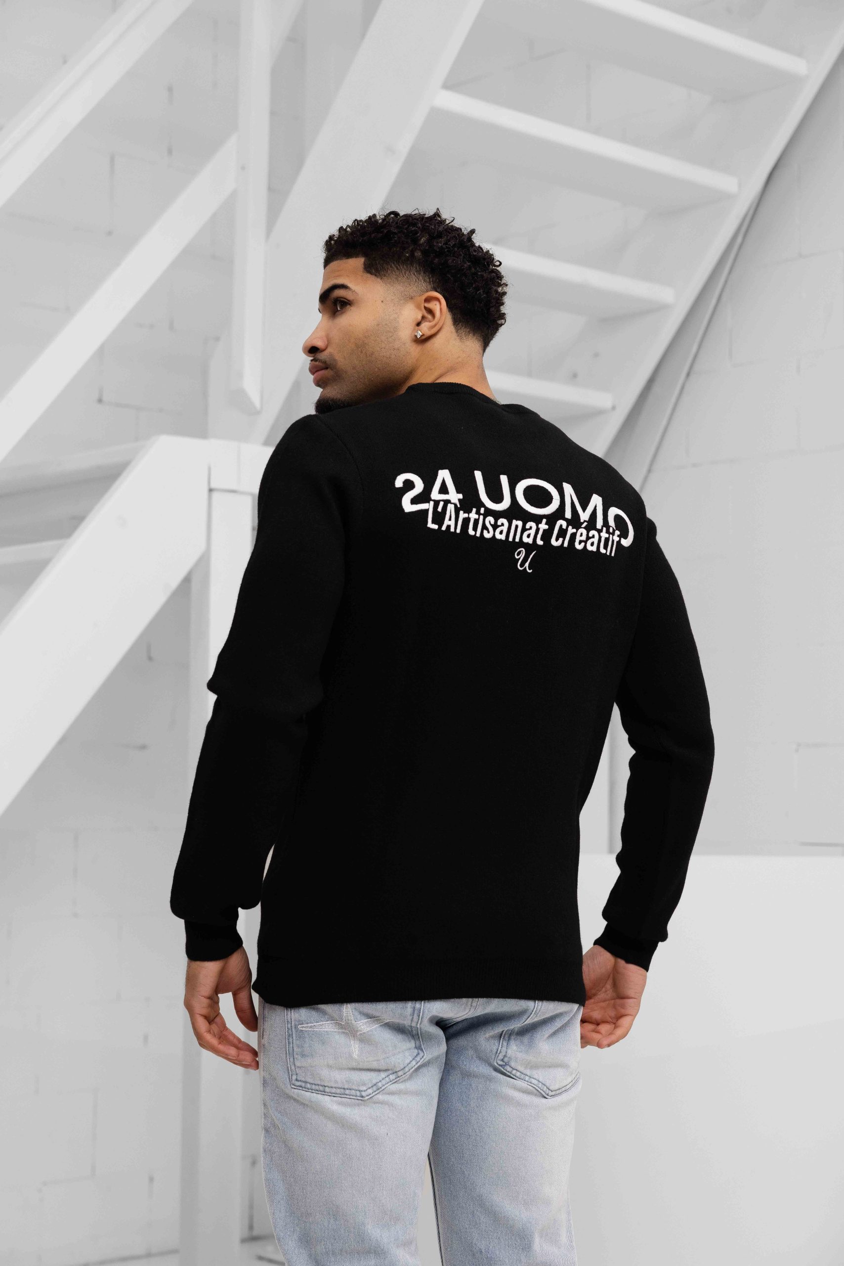 24 Uomo Knitted Sweater Heren Zwart