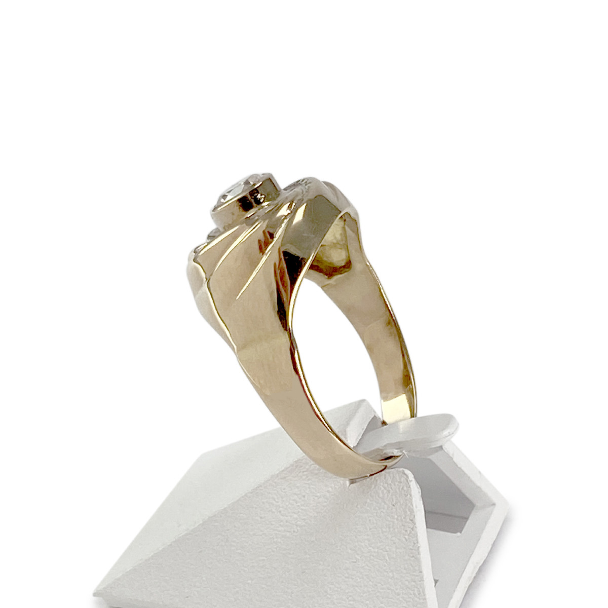 Bague d'occasion or 750 jaune et rhodié zirconia