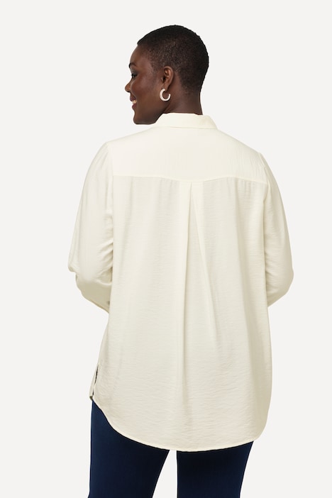 Long-Hemdbluse, Struktur, Hemdkragen, Langarm