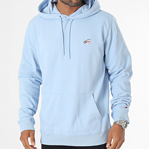 Sweat Capuche Regular Washed Signature 7912 Bleu Clair