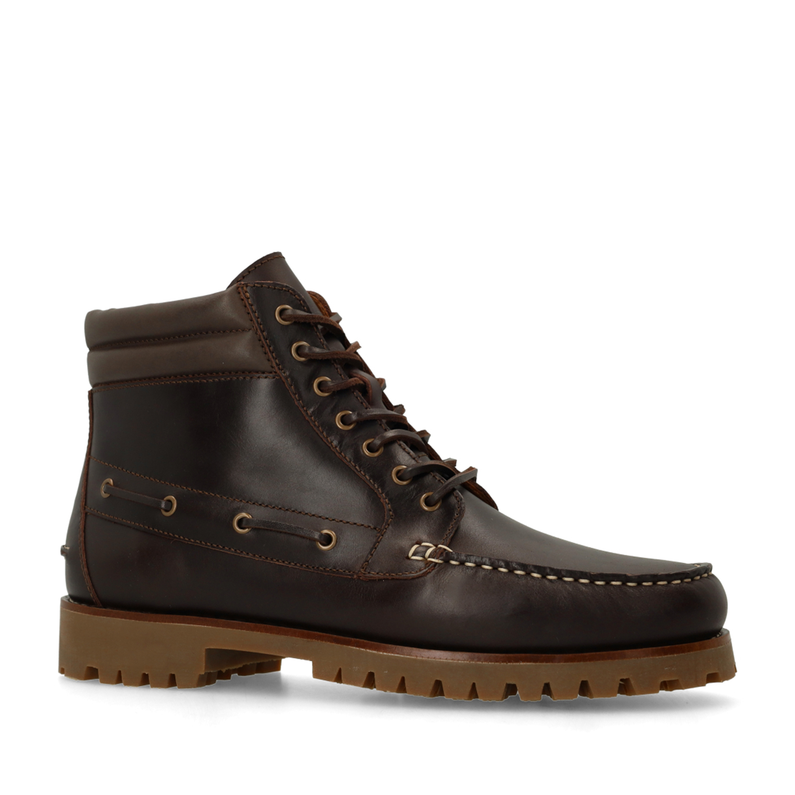 Donkerbruine leren veterboots