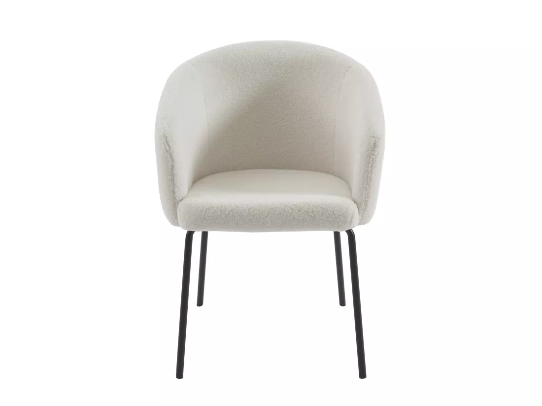 Lot de 2 chaises avec accoudoirs en tissu bouclette et métal - Crème - MORONI de Pascal MORABITO