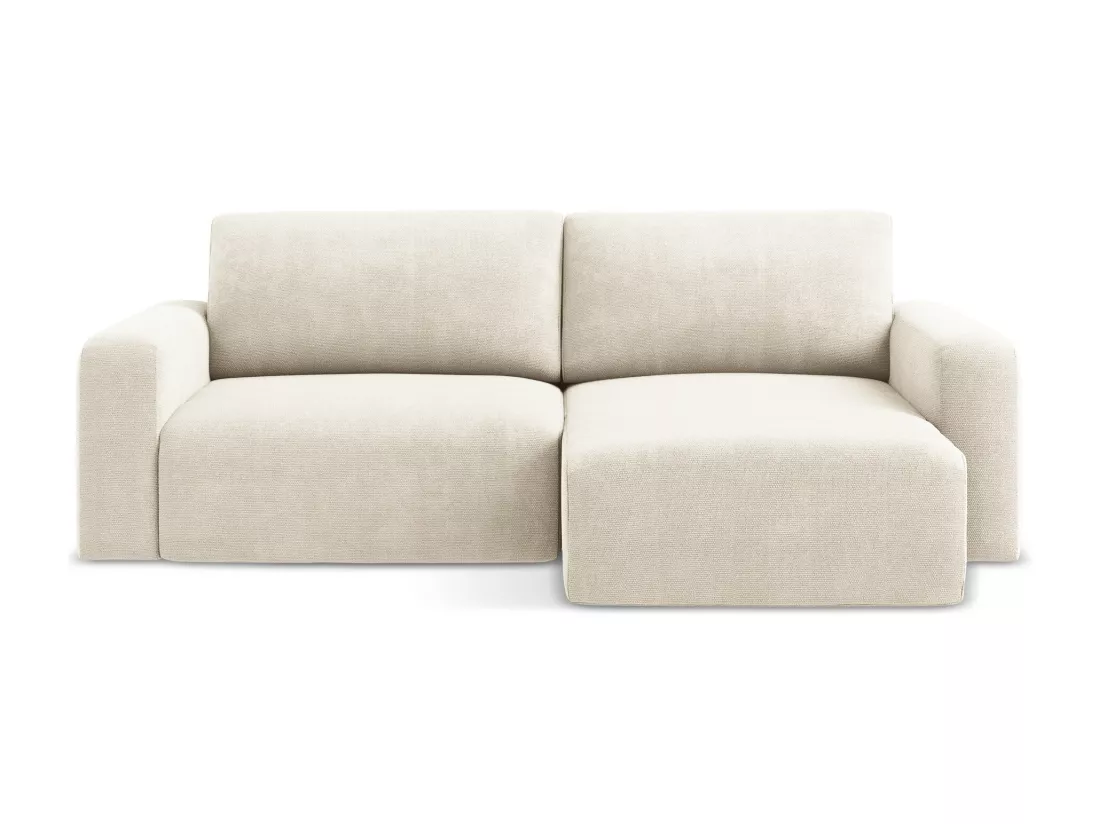 Canapé d’angle 3 places droit convertible en Chenille - beige clair - KONA